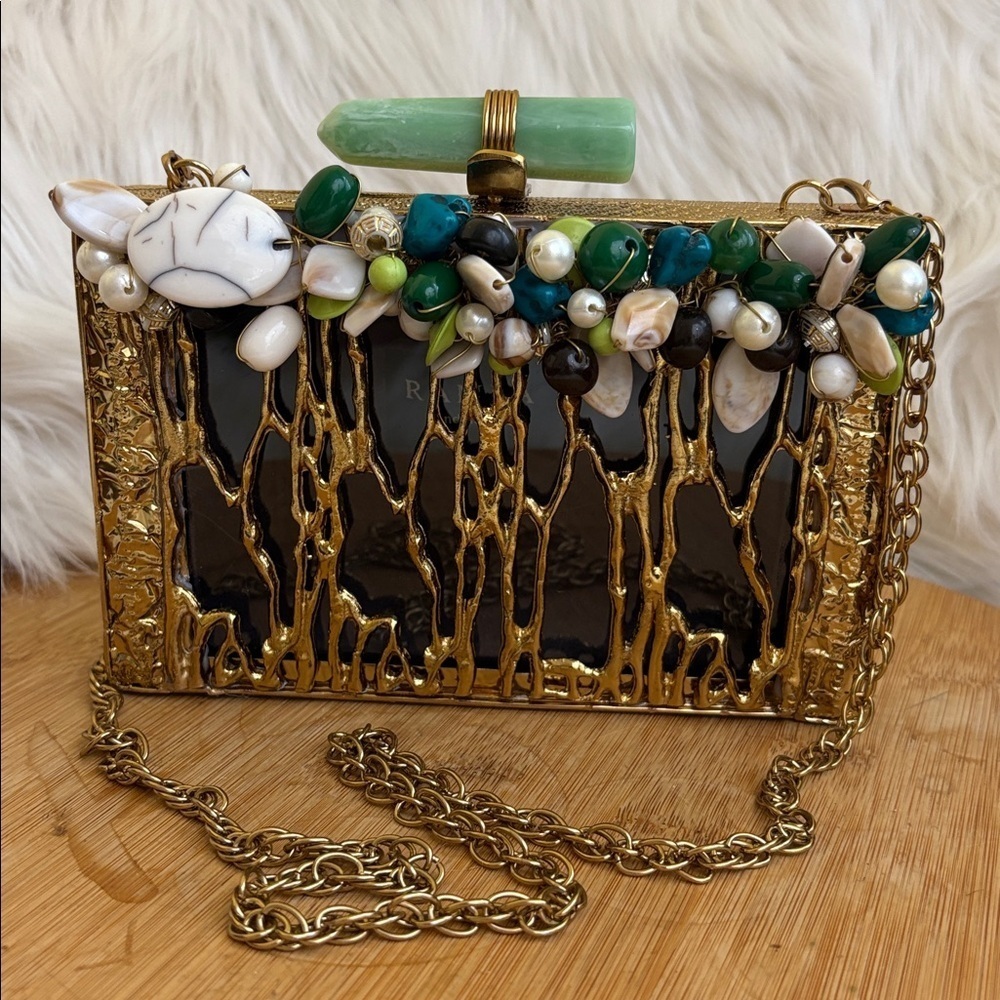 Ramla | NIP Zeina Gold Handmade Moroccan Clutch Crossbody Shoulder Bag $495 MSRP